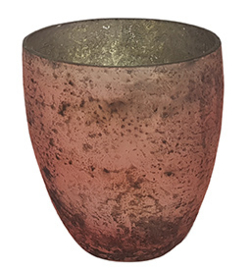 Glazen theelichthouder - Vaas - 11 cm hoog en breed - Oud Roze