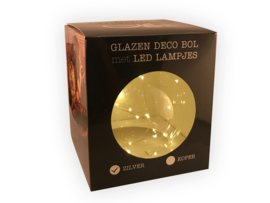 Glazen deco bol met LED lampjes - Zilverdraad