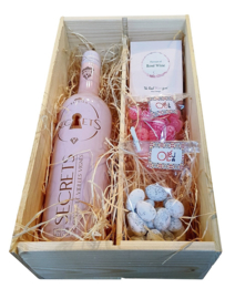 Wijn-/lekkernij kistje Rosé