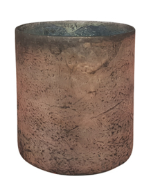 Glazen Theelichthouder - Cilinder- ø 14,7 cm - Oud Roze