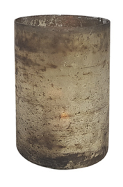 Glazen Theelichthouder - Cilinder- ø 10 cm - Zilver