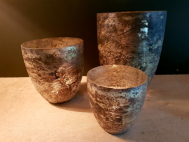 Glazen theelichthouder - Vaas - 14,5 x 15,5 - Oud Goud