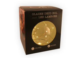 Glazen deco bol met LED lampjes-Koperdraad