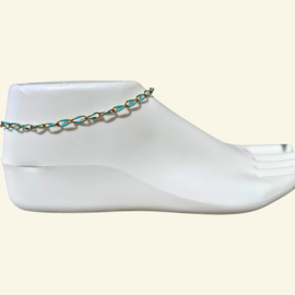 2 Love It Twist & Shine Oceaan - enkelbandje - goud met turquoise