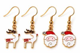 Santa & Fixen - oorbellen set - goud met emaille