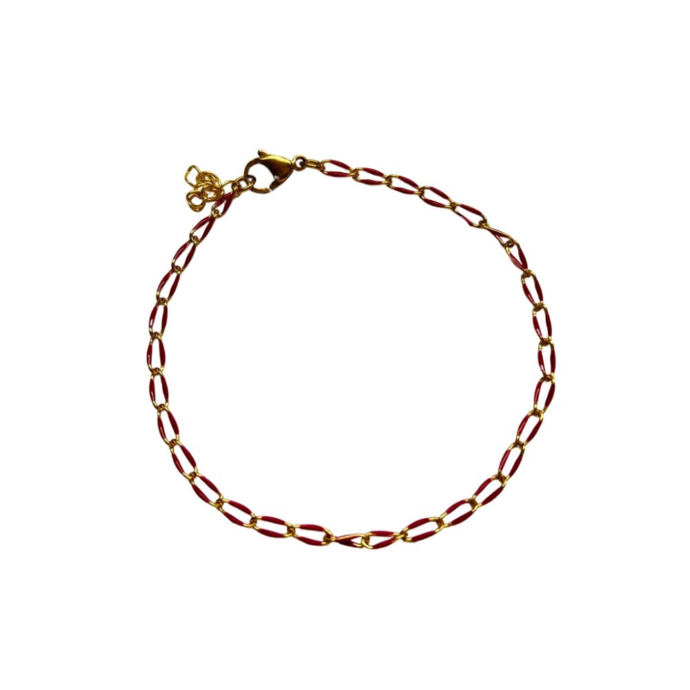Enkelbandje Twist & Shine - goud met rood