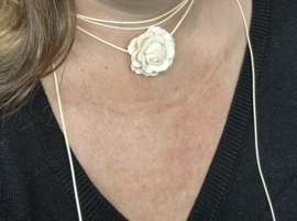 Choker dames vanille wit bloem - polyester