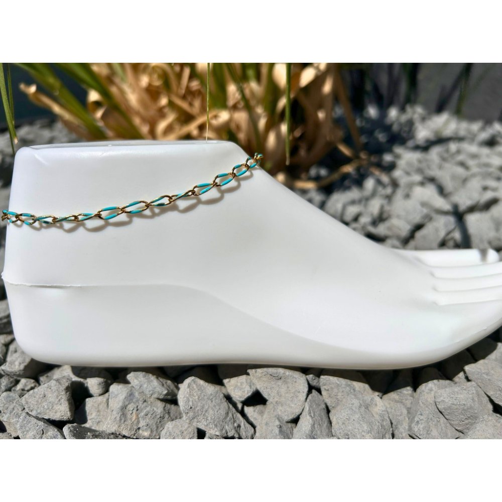 Enkelbandje Twist & Shine - goud met turquoise