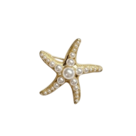 Parelster - broche - goud met witte parels