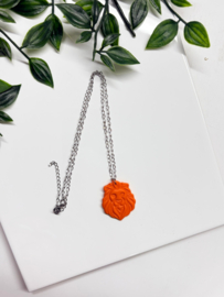 2 Love It Lion Silver - ketting - zilver met oranje polymeerklei