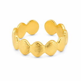 Schelpen goud - ring - stainless steel