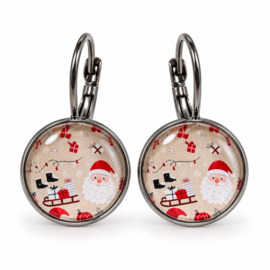 Cozy Christmas - oorhangers - zilverkleurig met glas cabochon