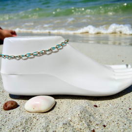 2 Love It Twist & Shine Oceaan - enkelbandje - goud met turquoise