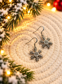 Sneeuwvlok zilver - oorbellen - stainless steel