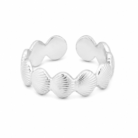 Schelpen zilver - ring - stainless steel