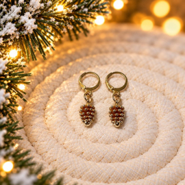 Pinecone goud - oorbellen - stainless steel