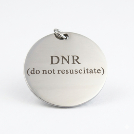 Dnr do not resuscitate penning hanger rond zilverkleurig rvs