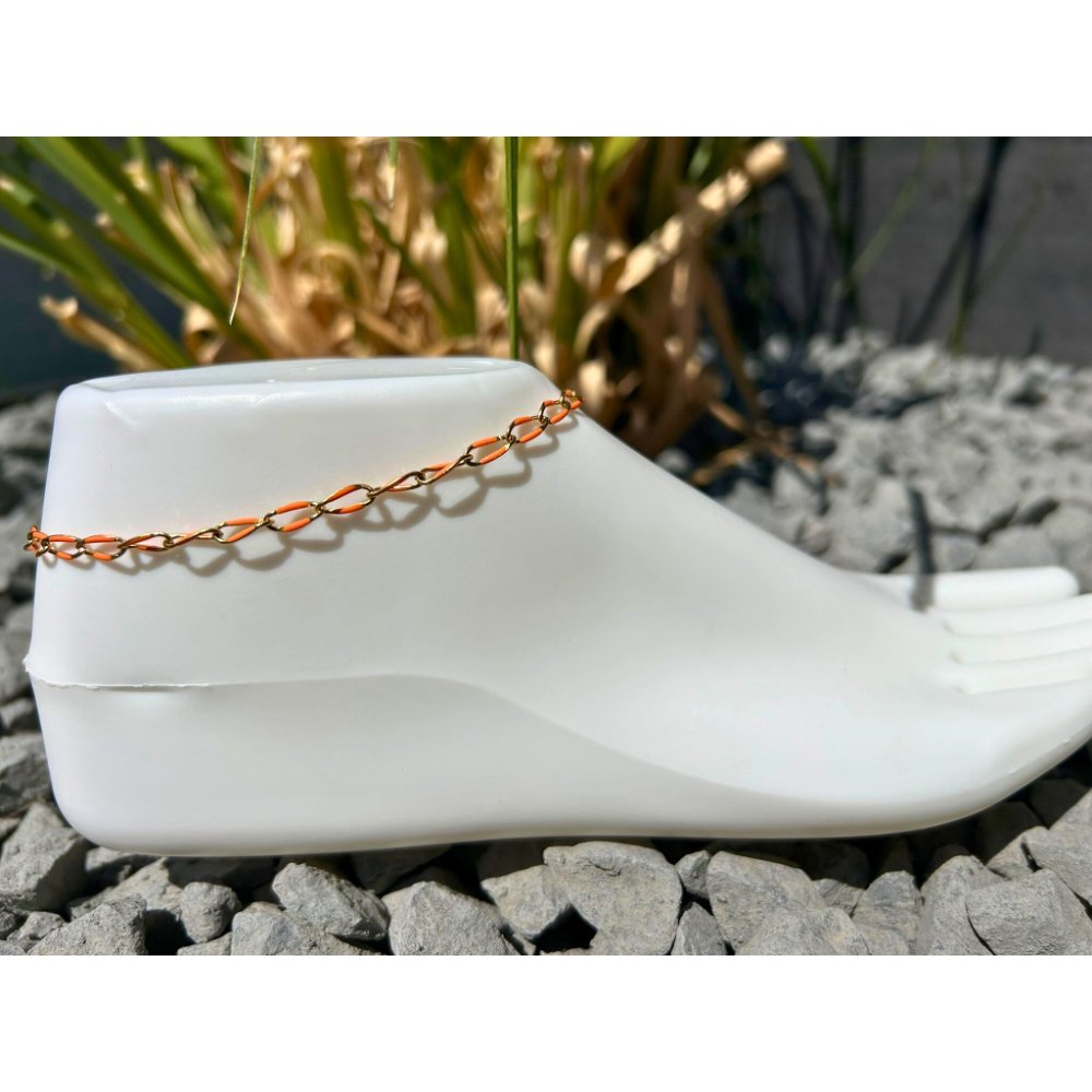 Enkelbandje Twist & Shine - goud met oranje