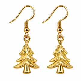 Kerstboom lichtjes goud - oorbellen - goudkleurig metaal