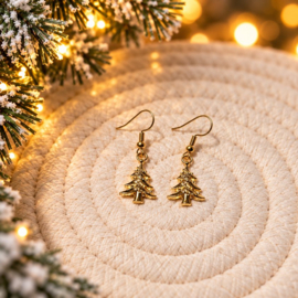 Kerstboom lichtjes goud - oorbellen - goudkleurig metaal