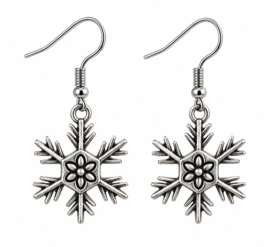 Sneeuwvlok zilver - oorbellen - stainless steel