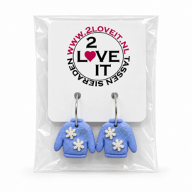 Oorbellen – dames – wintertrui - blauw – polymeerklei