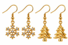 Winter Magic - oorbellen set - goud met strass