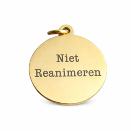 Niet reanimeren penning hanger rond goudkleurig rvs