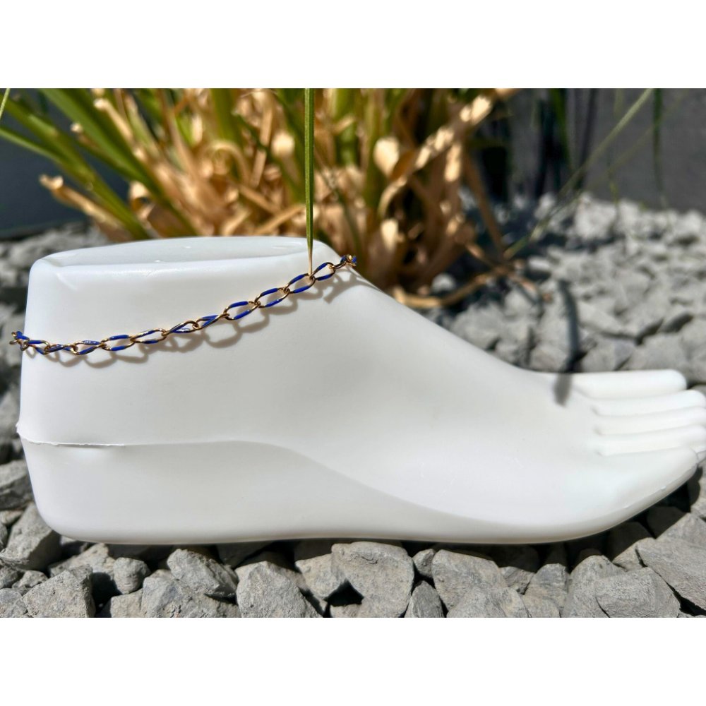 Enkelbandje Twist & Shine - goud met blauw