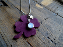 Ketting Klaver Aubergine