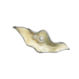 Oester Parel - broche - zilver met dubbele parel