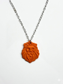 2 Love It Lion Silver - ketting - zilver met oranje polymeerklei