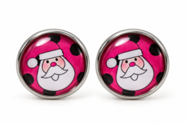 Santa P - oorknopjes - zilverkleurig met glas cabochon