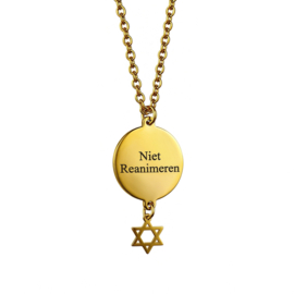 Handgemaakte unisex ketting niet reanimeren Davidster goudkleurig rvs – 50 cm