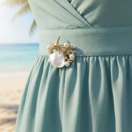 Ocean Treasure - broche - goud met schelp en zeester