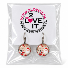 Cozy Christmas - oorhangers - zilverkleurig met glas cabochon