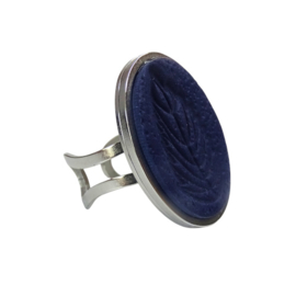 Ring Windsor | blauw | zilverkleurig