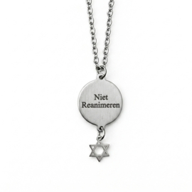 Handgemaakte unisex ketting niet reanimeren Davidster zilverkleurig rvs – 50 cm