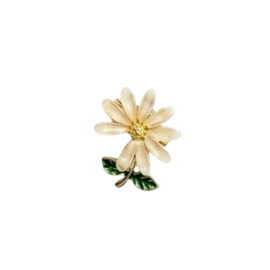Madeliefje - broche - goud met wit en geel emaille