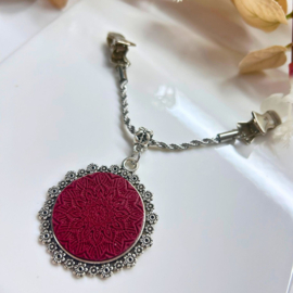 2 Love It Mandala Burgundy - vestsluiting - zilver met bordeauxrood