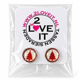 X-Tree - oorknopjes - zilverkleurig met glas cabochon