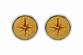 Kerstster - oorbellen - zilver met goud en hout