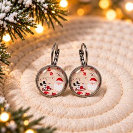 Cozy Christmas - oorhangers - zilverkleurig met glas cabochon