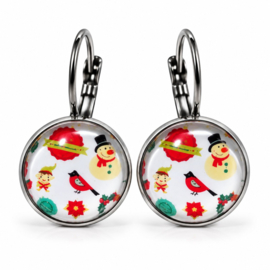 2 Love It Kerstmix - oorbellen - zilverkleurig met glazen cabochon