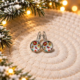 2 Love It Kerstmix - oorbellen - zilverkleurig met glazen cabochon
