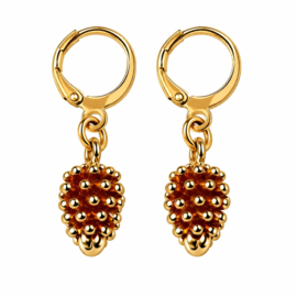 Pinecone goud - oorbellen - stainless steel