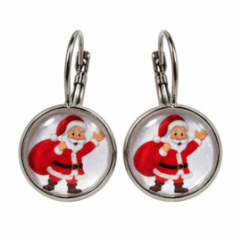 Claus - oorhangers - zilverkleurig met glas cabochon