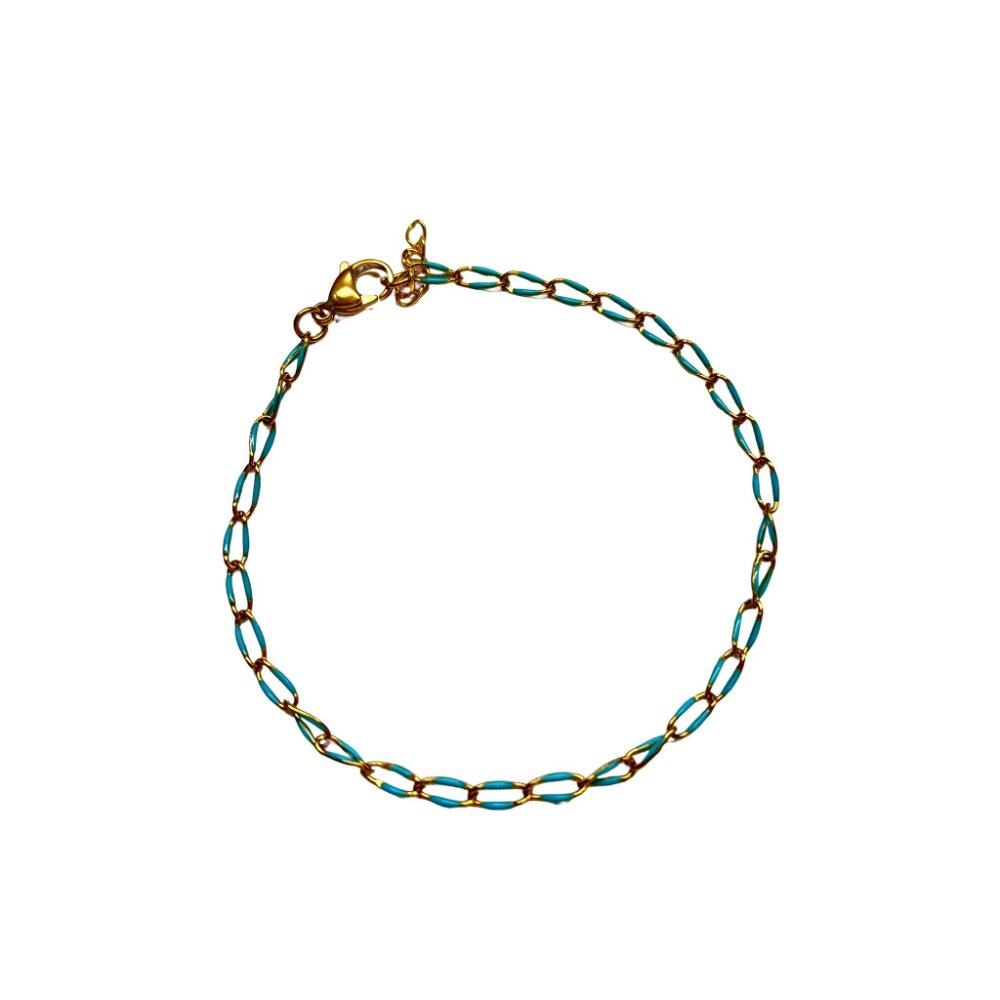 Enkelbandje Twist & Shine - goud met turquoise