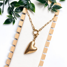 2 Love It Essential gold link - ketting - handgemaakt - stainless steel