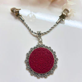 2 Love It Mandala Burgundy - vestsluiting - zilver met bordeauxrood